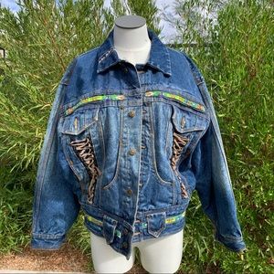 Beaded Jean Jacket Southwestern Style VNTG
